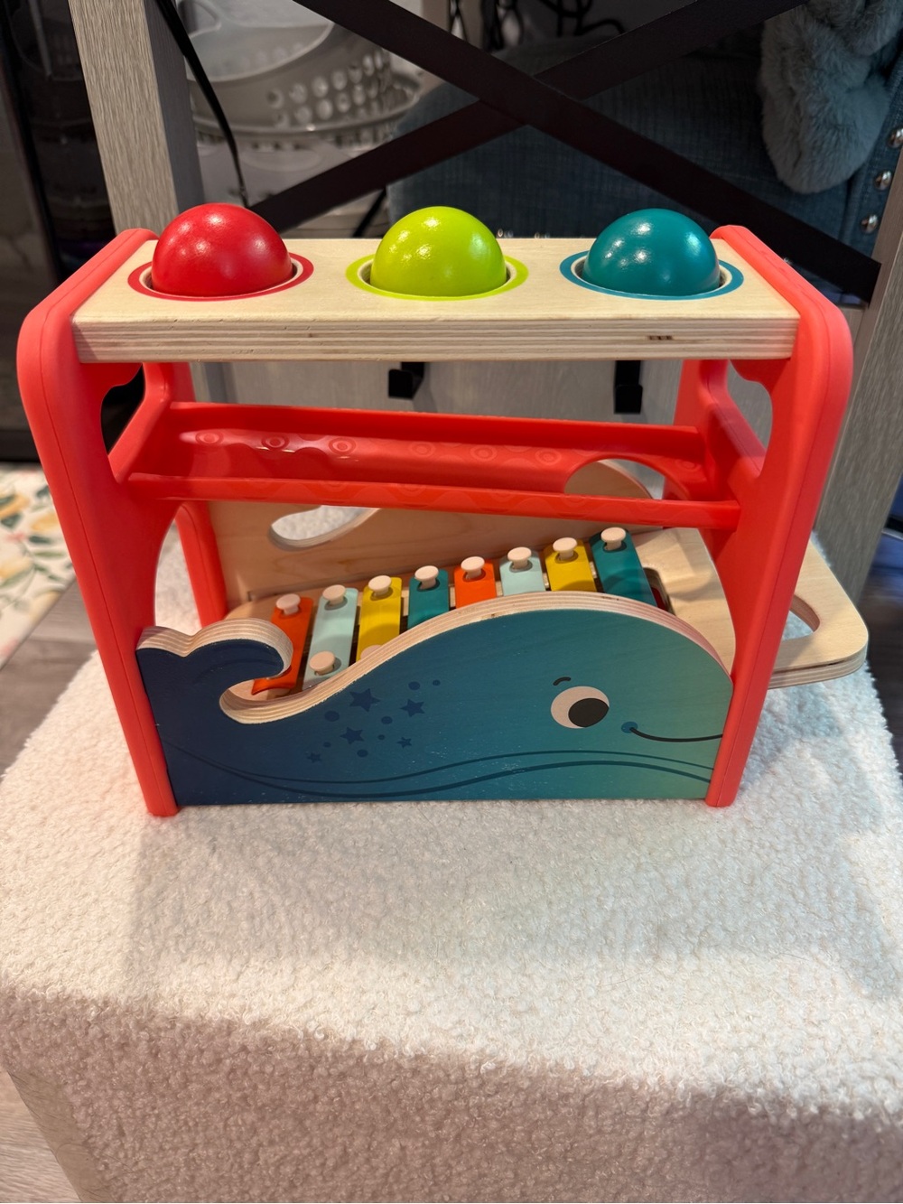 Battat Wooden Whale Pound & Tap Bench with Xylophone | Montessori Musical Toy - Picture 2 of 9